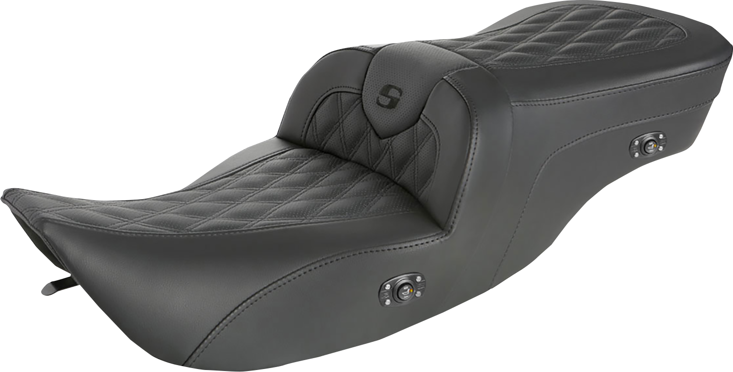 SADDLEMEN Roadsofa Seat - without Backrest - Full Lattice Stitch - Heated - '99-07 FLH 897-06-182HCT