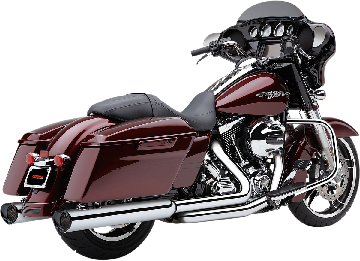 COBRA Tri Flo Mufflers for '95-'16 Bagger - Chrome/Black 6212CB