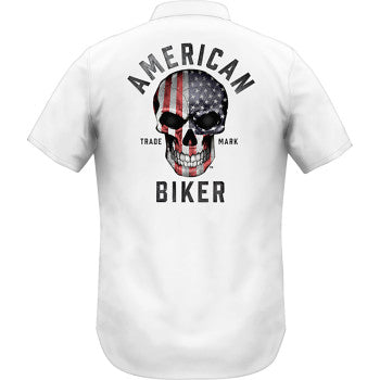 American Biker Biker Sam Lightweight Shirt - Red/White/Blue - Small ABBRWBSAM13ST74WHSR