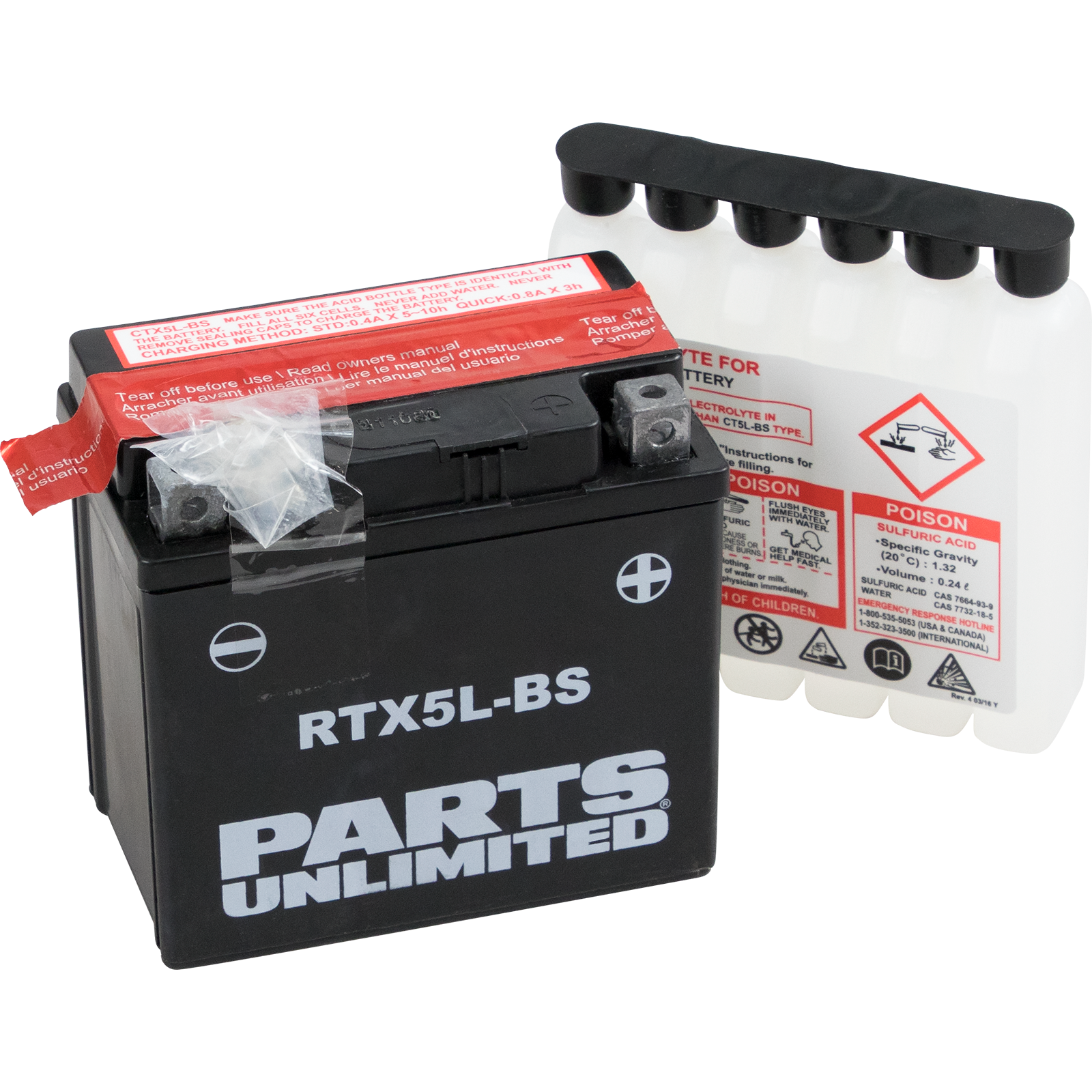Parts Unlimited Agm Battery - Rtx5l-Bs .24 L Ctx5l-Bs