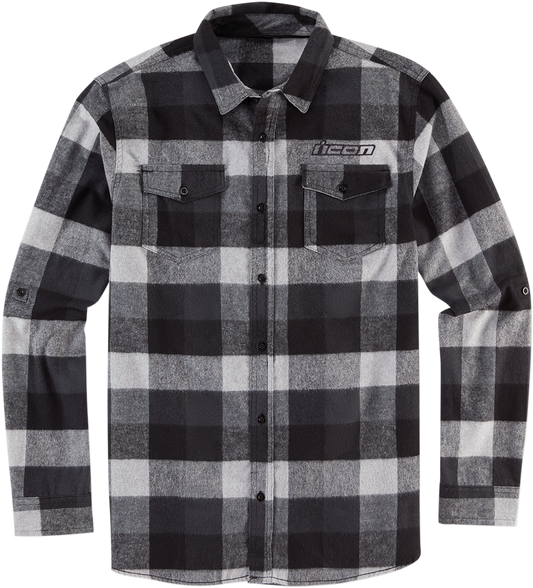 ICON Flannel Feller Shirt - Black/Gray - Small 3040-2884