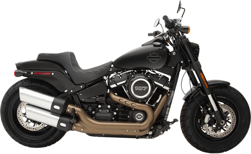 DRAG SPECIALTIES Predator III Seat - Double Diamond - Silver Stitched - FXFB/S '18-'22 FIT FLSTN W/O LUGG RACK 0802-1073