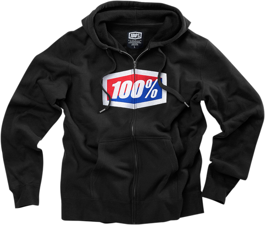 100% Official Fleece Zip-Up Hoodie - Black - Medium 20032-00011