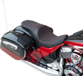 DRAG SPECIALTIES Low Profile Touring Seat - Double Diamond - Red Stitch - Solar Reflective - '14-'22 Indian 0810-2276