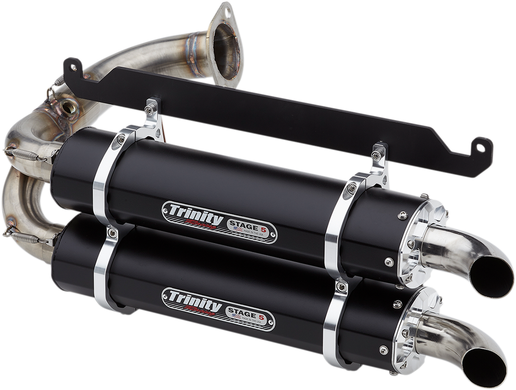 TRINITY RACING Stage 5 Slip-On Dual Muffler - Black  2019-2024 Honda Talon 2 and 4 seat  TR-4169S-BK