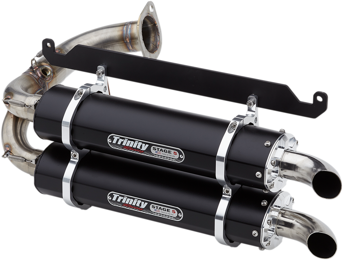 TRINITY RACING Stage 5 Slip-On Dual Muffler - Black  2019-2024 Honda Talon 2 and 4 seat  TR-4169S-BK