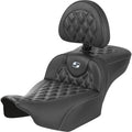 SADDLEMEN Roadsofa™ Extended Reach Seat - with Backrest - Lattice Stitch - Silver Stitch - FLTR/FLHX '23-'24 823-07-207B5