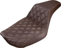 SADDLEMEN Step-Up Seat - Front Lattice Stitch - Brown - Dyna 896-04-172BR