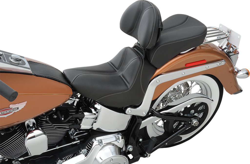 SADDLEMEN Dominator Solo Seat - Stitched - Black w/ Gray Stitching - FLSTC/N '06-'17 806-15-0042