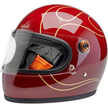 BILTWELL Gringo S Helmet - Flames - Gloss Garnet Red - Small 1003-594-502