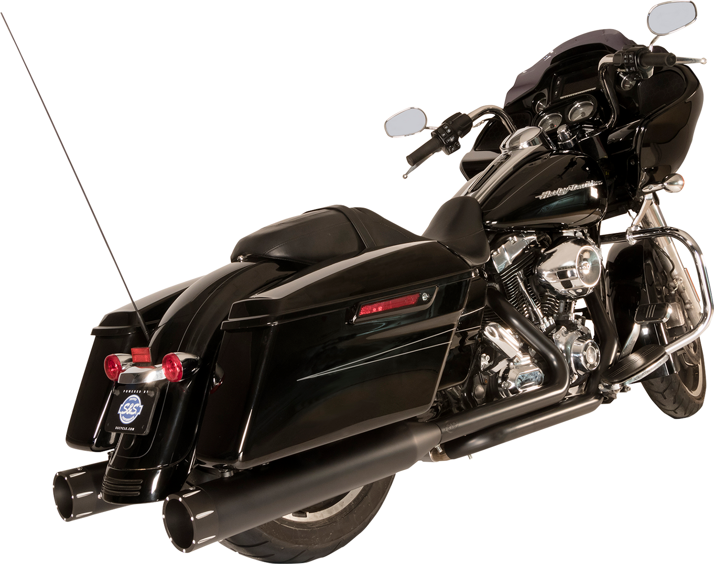 S&S CYCLE El Dorado Dual Exhaust System - Black - Machined Black Tracer 550-0680B