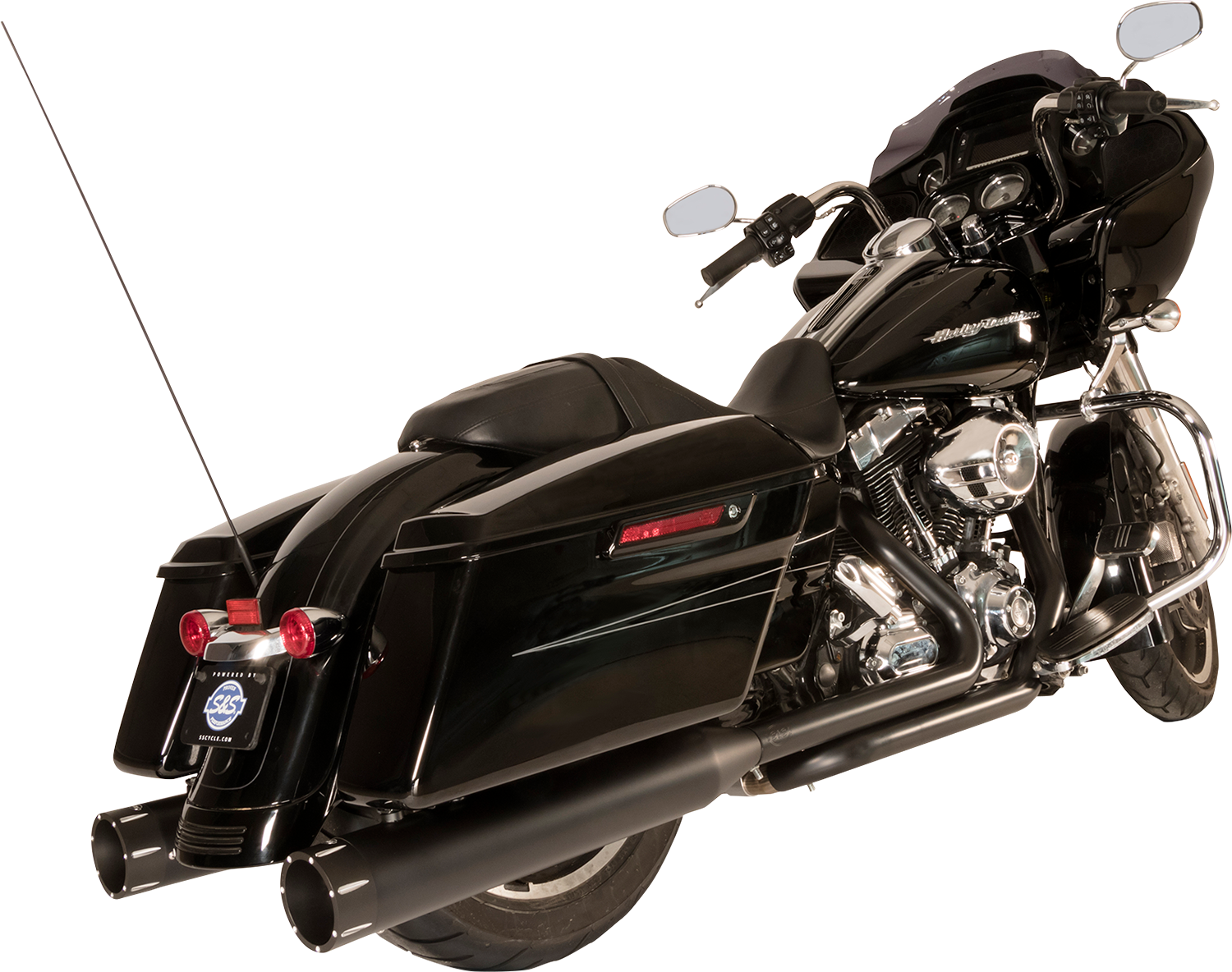 S&S CYCLE El Dorado Dual Exhaust System - Black - Machined Black Tracer 550-0680B