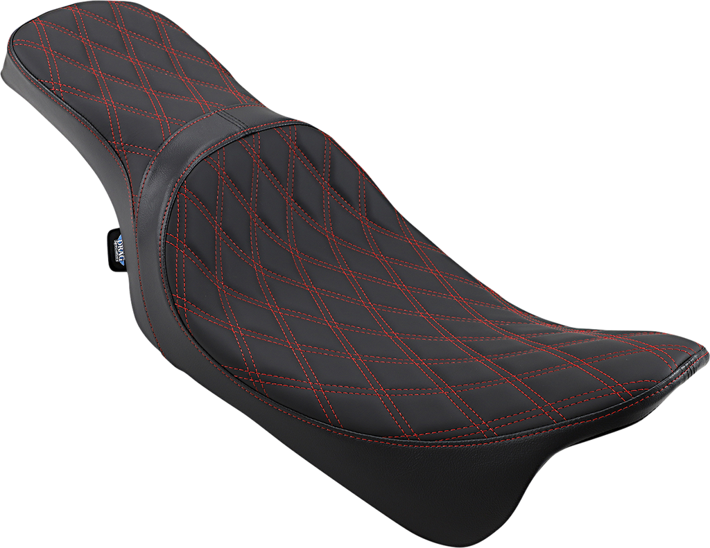 DRAG SPECIALTIES Predator 2-Up Seat - Double Diamond - Red Stitching - FL '08-'22 0801-1272