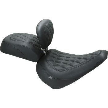 MUSTANG Wide Tripper™ Solo Seat - w/ Backrest - Diamond - Black Stitch - FXBR '23-'25 89027