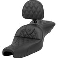 SADDLEMEN Roadsofa™ Seat - with Backrest - Lattice Stitch - XL '04-'22 807-11-182BR