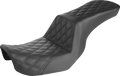 SADDLEMEN Step-Up Seat - Full Lattice Stitch - Black - Dyna 806-04-195