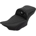 SADDLEMEN Roadsofa™ Extended Reach Seat - with Backrest - Honeycomb - Silver Stitch - FLTR/FLHX '23-'24 823-07-190B5