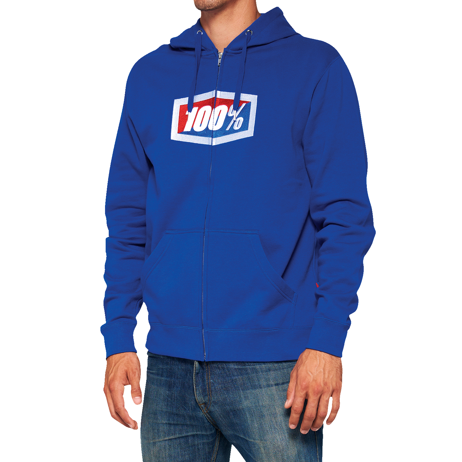 100% Official Fleece Zip-Up Hoodie - Royal - Small 20032-00020
