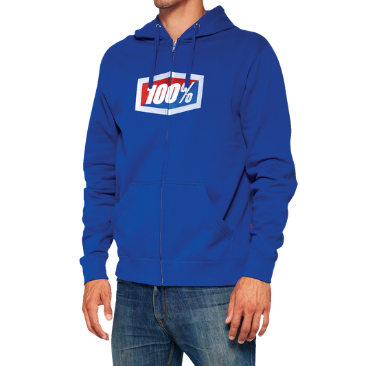 100% Official Fleece Zip-Up Hoodie - Royal - Small 20032-00020