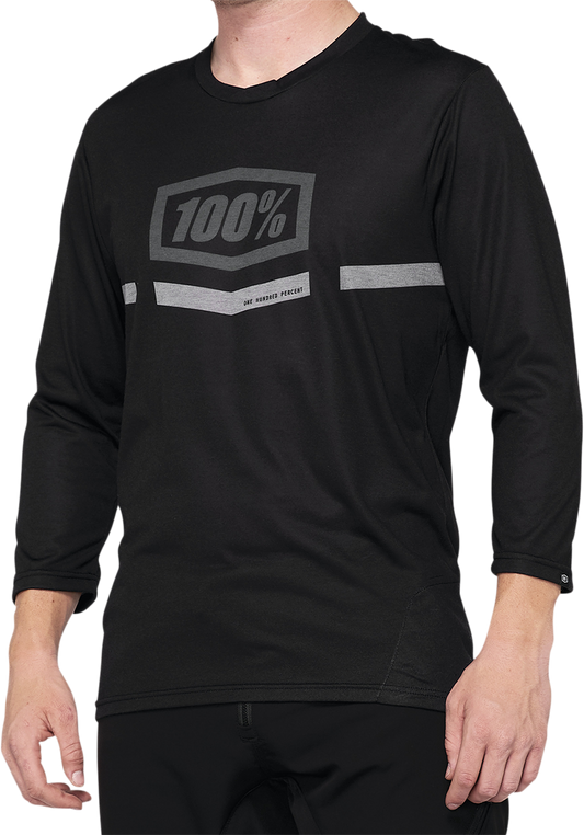 100% Airmatic 3/4 Sleeve Jersey - Black - Small 40018-00000