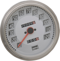 DRAG SPECIALTIES 5" MPH FL-Style 2:1 Speedometer with Tach - Billet Look White Face 75694
