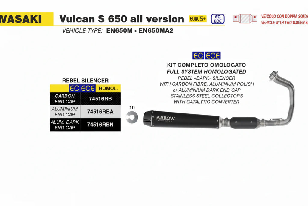 KAWASAKI VULCAN S 650 E5+ '25 REBEL NICHROM DARK EXHAUST - 74516RBNT