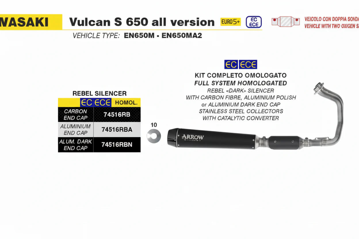 KAWASAKI VULCAN S 650 E5+ '25 REBEL NICHROM DARK EXHAUST - 74516RBNT
