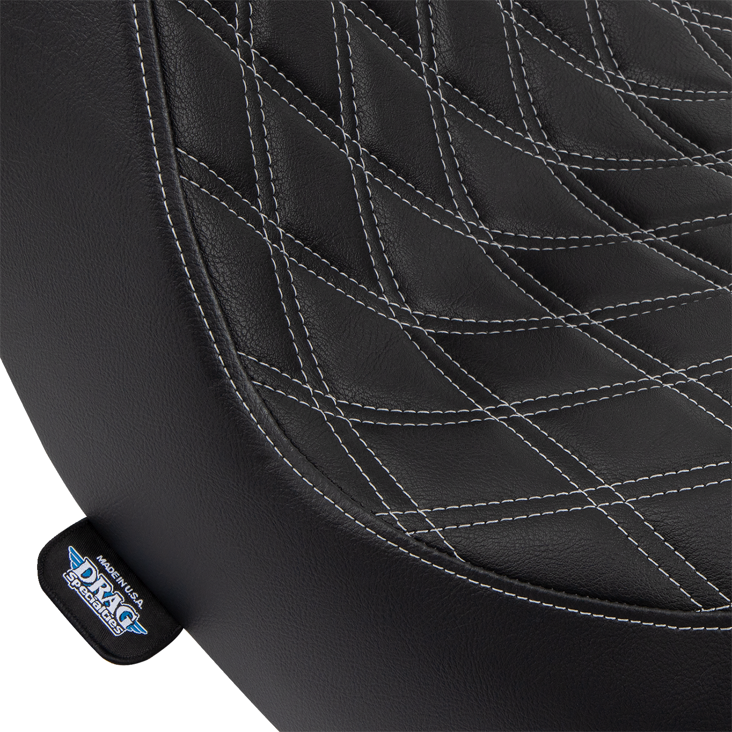 DRAG SPECIALTIES Predator III Seat - Double Diamond - Black w/ Silver Stitching - FL/FX '18-'22 0802-1493