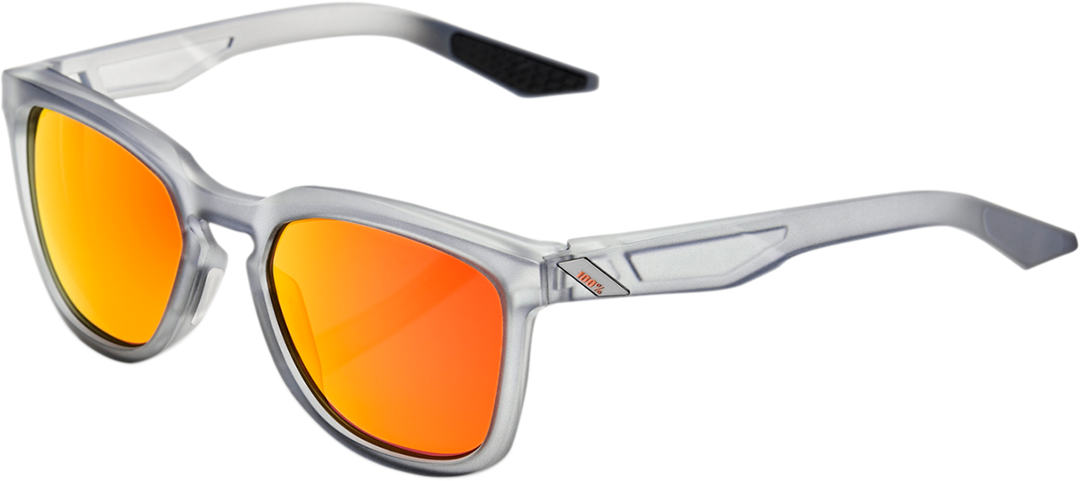 100% Hudson Sunglasses - Crystal Gray - Red Mirror 61028-255-43