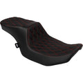 DRAG SPECIALTIES Predator 2-Up Seat - Vinyl - Double Diamond Red Stitch - w/o Backrest - FLTR/FLHX '23-'24 0801-1950