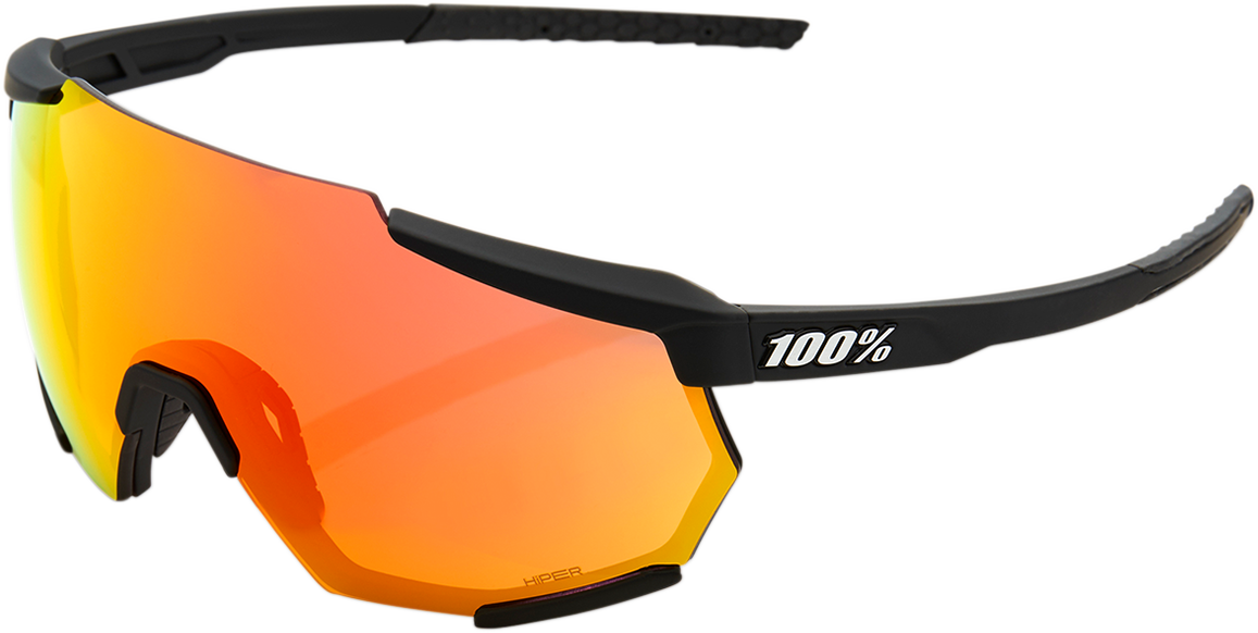 100% Racetrap Sunglasses - Soft Tact Black - Red Mirror Lens 61037-100-43