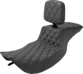 SADDLEMEN Tour Step Up Seat - Rider Backrest - Full Lattice Stitch - FLHR/FLHX '97-'07 897-06-195BR