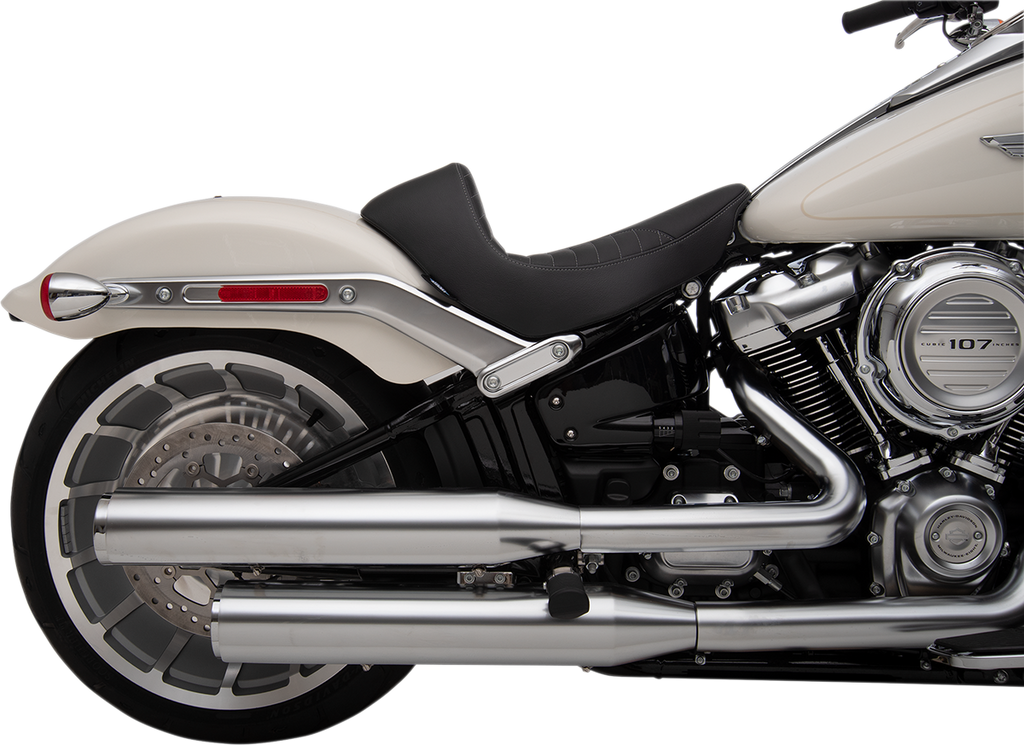 DRAG SPECIALTIES EZ-Solo Seat - Scorpion Stitch - Silver Thread - Vinyl - FLFB/S '18-'22 ACT EZ-ON MOUNT STYLE 0802-1186