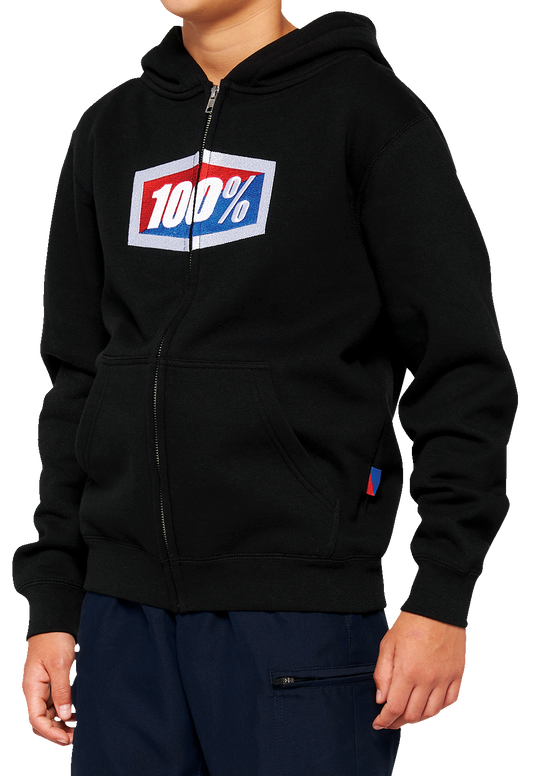 100% Youth Official Zip Hoodie - Black - Small 20033-00000