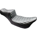 LE PERA Tailwhip Daddy Long Legs Seat - Black - Green Double Diamond Stitch - FLT/FLH '08-'23 LK-587DLDD-GN08