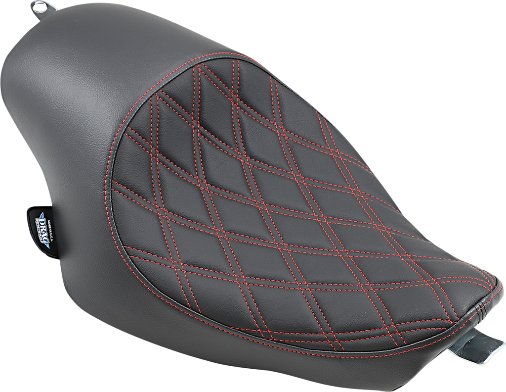 DRAG SPECIALTIES Seat - 3/4 Solo - Double Diamond - Black w/ Red Stitching - '04-'22 XL  0804-0746