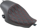 DRAG SPECIALTIES Seat - 3/4 Solo - Double Diamond - Black w/ Red Stitching - '04-'22 XL  0804-0746
