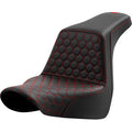 SADDLEMEN Step-Up Seat - Honeycomb - Red Stitching - FL/FX '18-'24 A818-29-177RED