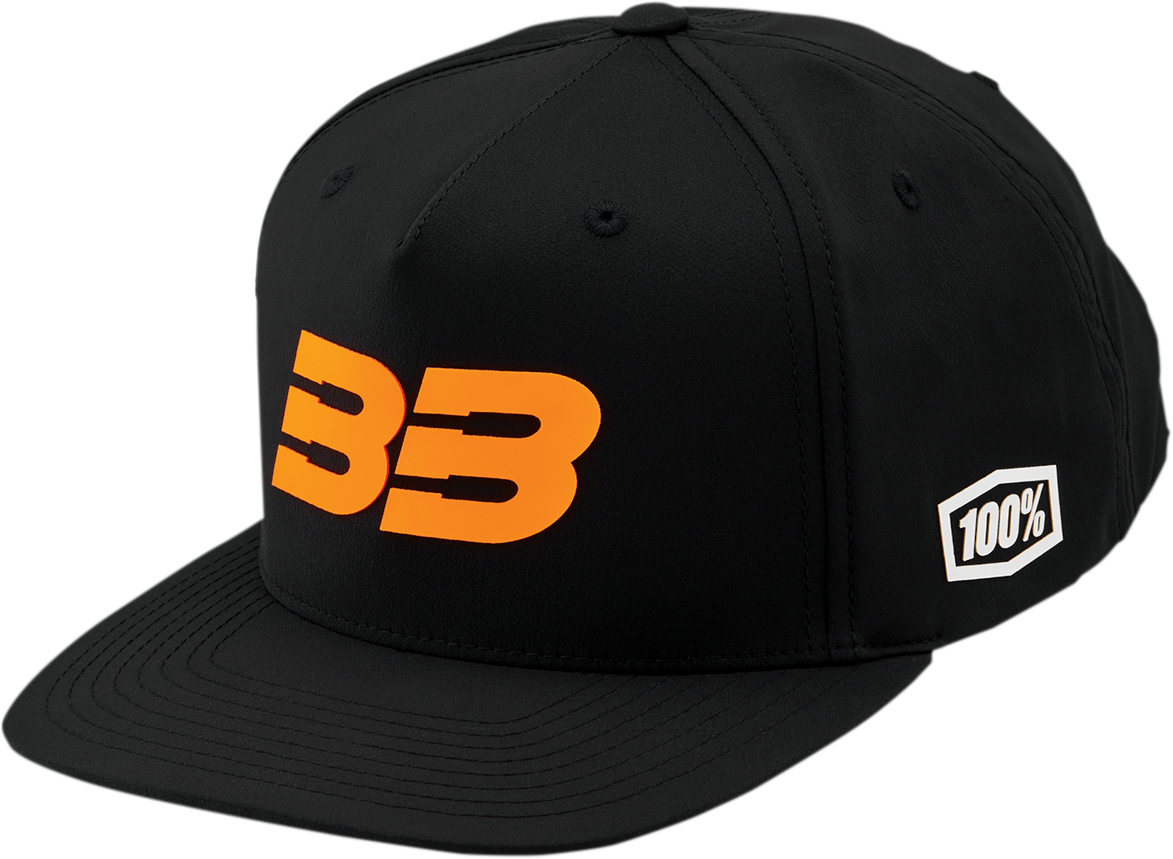 100% BB33 Hat - Black/Fluo Orange - One Size BB-20041-485-01