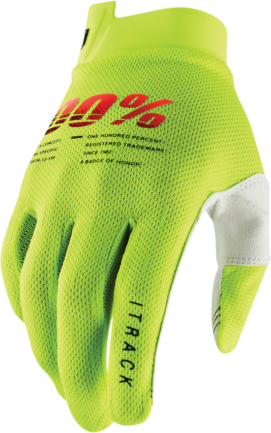 100% Youth iTrack Gloves - Fluo Yellow - Small 10009-00004