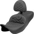 SADDLEMEN RoadSofa™ Tri Gripper Seat - Standard Reach - w/ Backrest - FLH/FLT '08-'25 808-07B-210B0