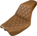 SADDLEMEN Step-Up Seat - Front Lattice Stitch - Brown - Dyna 804-04-172BR