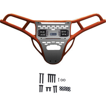RAVEK Front Bumper/Skid Plate with Amber Lights - Red - RZR XP 1000 64-317RDLA