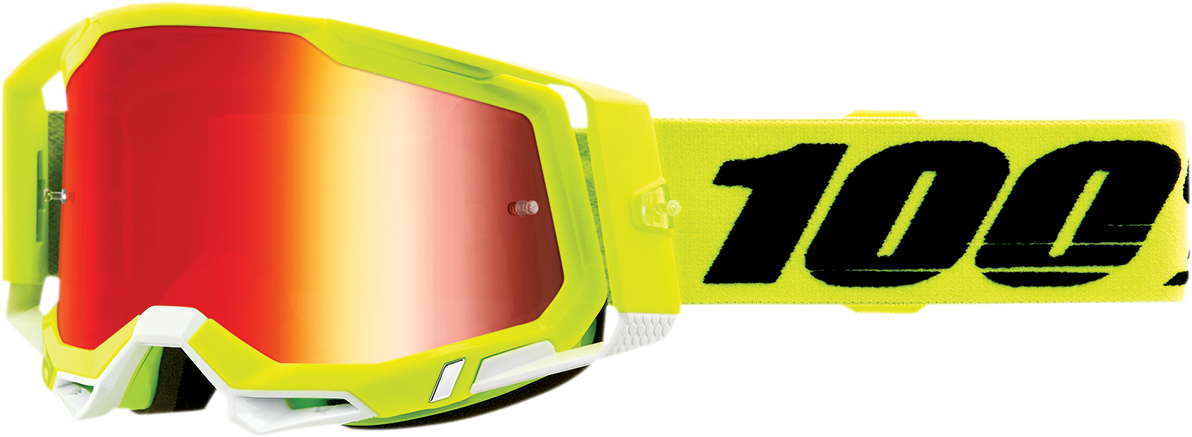 100% Racecraft 2 Goggles - Fluo Yellow - Red Mirror 50010-00004