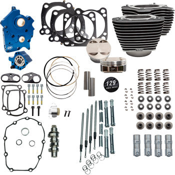 S&S CYCLE 129" Power Pack - 550 Chain Drive - Oil Cooled - Wrinkle Black w/o Highlight Fins - M8 310-1226C