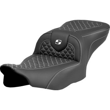 SADDLEMEN Roadsofa™ Seat - Dragon Scale Stitch - White Stitch - w/o Backrest - FLTR/FLHX '23-'24 823-07-20806