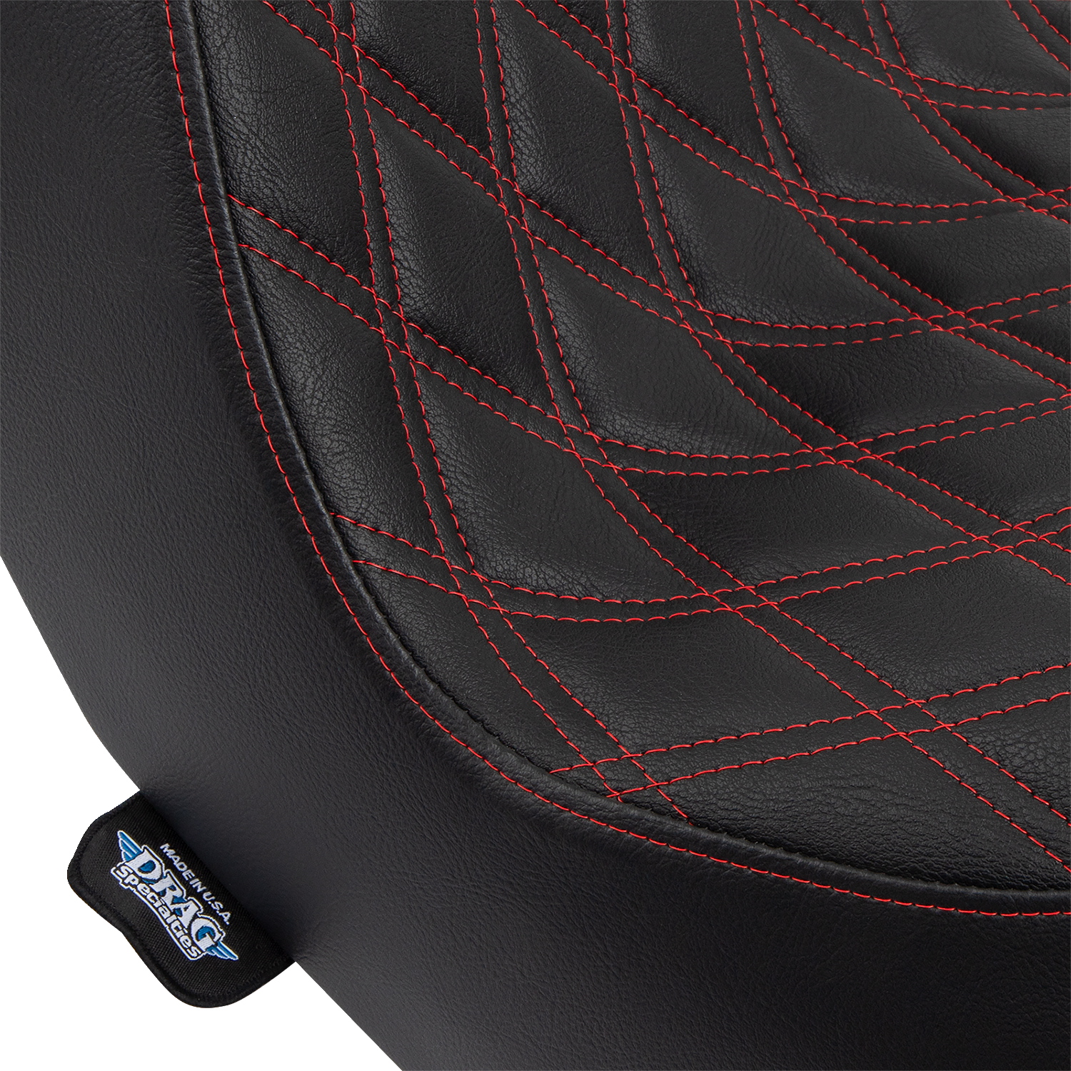 DRAG SPECIALTIES Predator III Seat - Double Diamond - Black w/ Red Stitching - FL/FX '18-'22 0802-1492