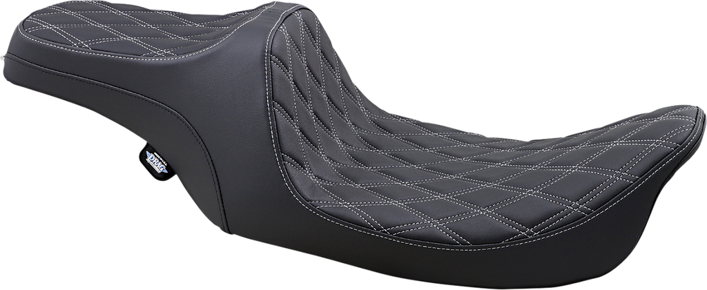 DRAG SPECIALTIES Predator III Seat - Double Diamond - Silver Stitched FIT 99-07 FLHR,06-07 FLHX 0801-1130