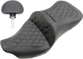 SADDLEMEN Roadsofa Seat - Heated - Full Lattice Stitch - with Backrest - Black - '09-'23 FLHTCUTG 808-07B-182TBRH