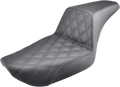 SADDLEMEN Step-Up Seat - Front Lattice Stitch - Black - Dyna 896-04-172